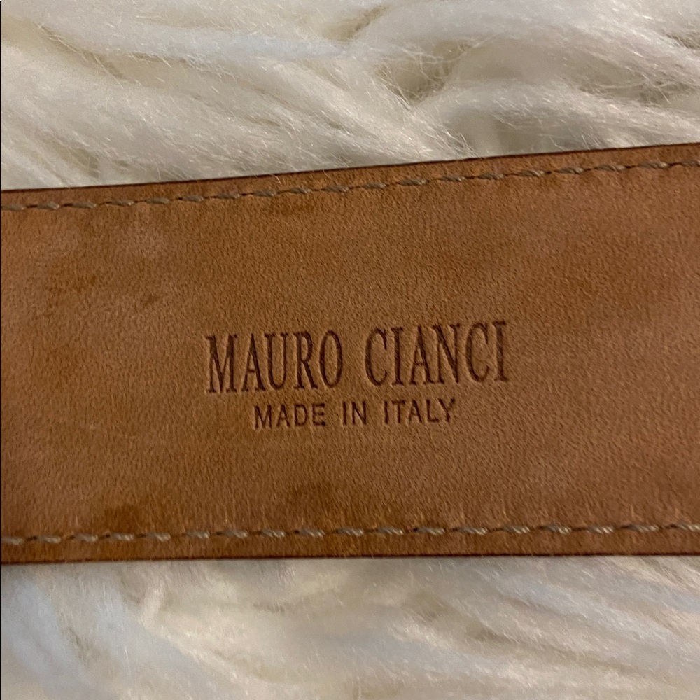 Mauro Cianci Tan Leather Belt with Silver Buckle size 32” length 43” excellent - Picture 2 of 8